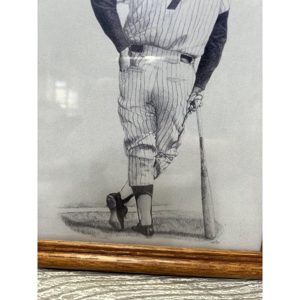 Framed Reproduction Mickey Mantle Art Print New York Yankees MLB Baseball - Picture 3 of 5
